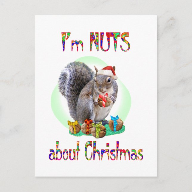 Christmas Squirrel Holiday Postcard (Front)