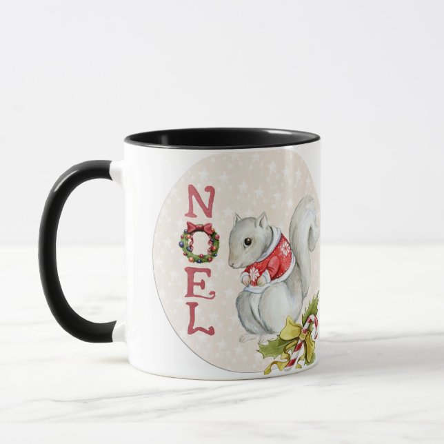 Christmas Squirrel Illustration Mug (Left)