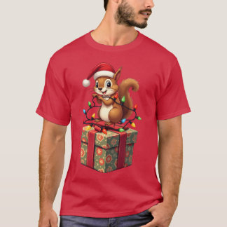 Christmas Squirrel Lights Christmas Squirrel Cut f T-Shirt