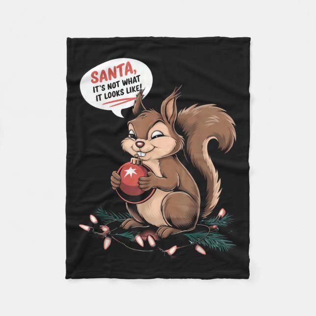 Christmas Squirrel Lights Mpy Squirrel Xmas Orname Fleece Blanket (Front)