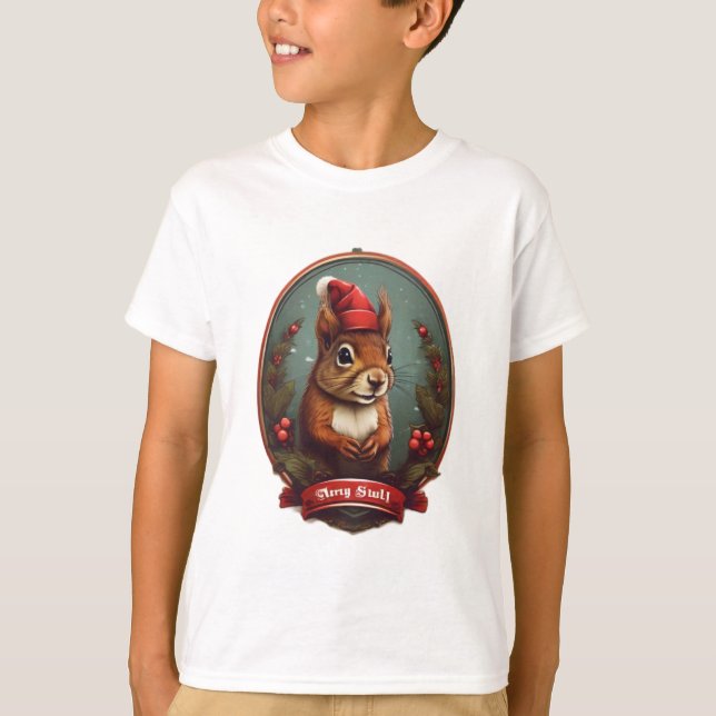 Christmas Squirrel Lights T-Shirt (Front)