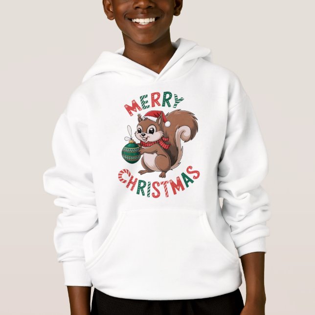 Christmas Squirrel - Merry Christmas Hoodie (Front)