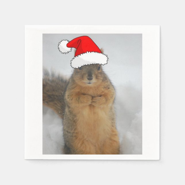 Christmas Squirrel Napkins (Front)
