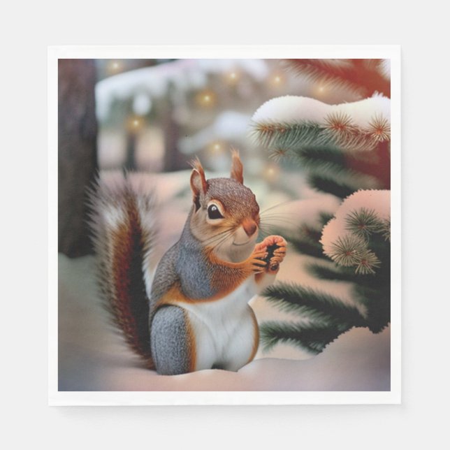 Christmas Squirrel Napkins (Front)