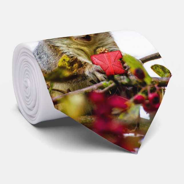 Christmas squirrel necktie (Rolled)