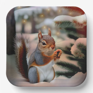Christmas Squirrel Paper Plates