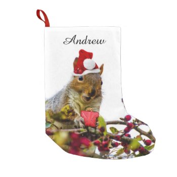 Christmas Squirrel Personalized Stocking by pdphoto at Zazzle