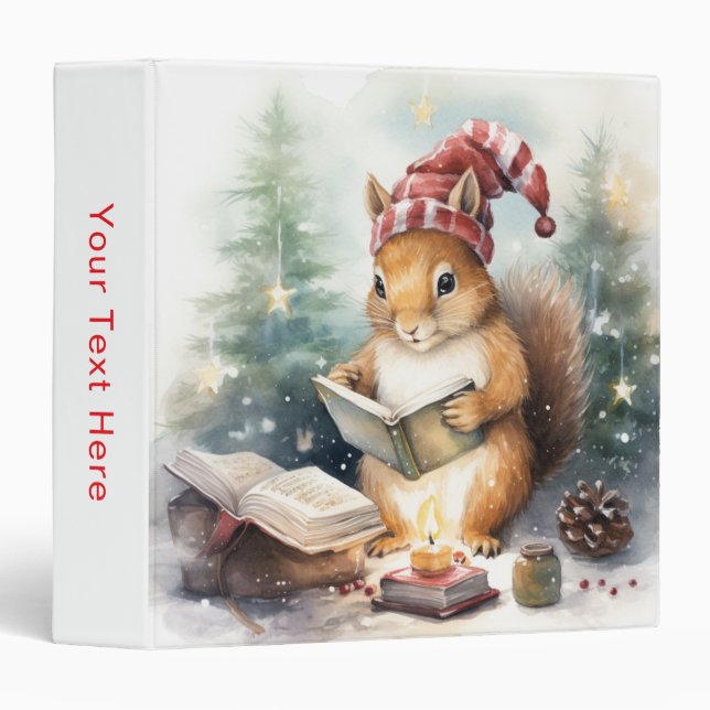 Christmas Squirrel reading 3 Ring Binder (Front/Spine)