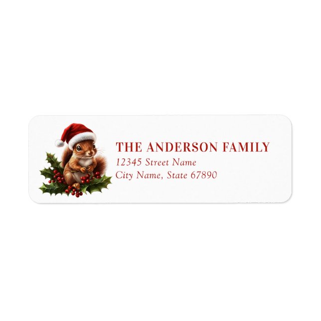 Christmas Squirrel Return Address Labels (Front)