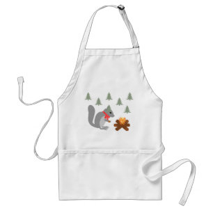 Christmas Squirrel Roasting Hazelnuts on Log Fire Adult Apron