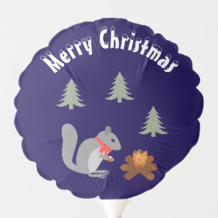 Christmas Squirrel Roasting Hazelnuts on Log Fire Balloon