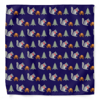 Christmas Squirrel Roasting Hazelnuts on Log Fire Bandana