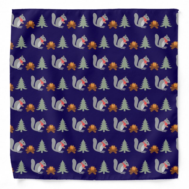 Christmas Squirrel Roasting Hazelnuts on Log Fire Bandana (Front)