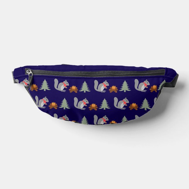 Christmas Squirrel Roasting Hazelnuts on Log Fire Fanny Pack (Lay Down)