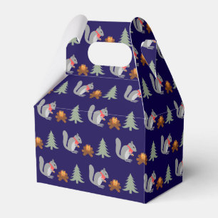 Christmas Squirrel Roasting Hazelnuts on Log Fire Favor Boxes