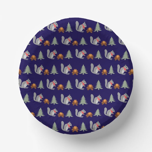 Christmas Squirrel Roasting Hazelnuts on Log Fire Paper Bowls (Front)