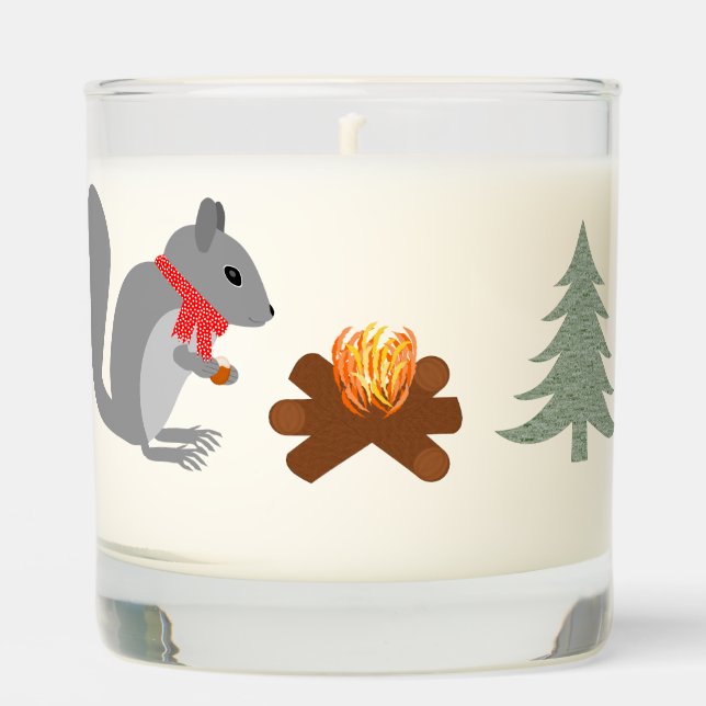 Christmas Squirrel Roasting Hazelnuts on Log Fire Scented Candle (Front)