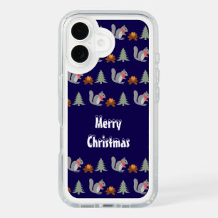 Christmas Squirrel Roasting Hazelnuts on Log Fire iPhone 16 Case