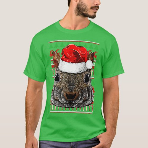 Christmas Squirrel Santa Hat Cute Animal Ugly Xmas T_Shirt