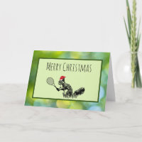Christmas Squirrel Tennis Holiday Card