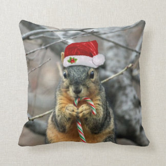 Christmas squirrel throw pillow