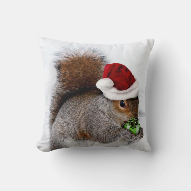 Christmas squirrel throw pillow (Front)