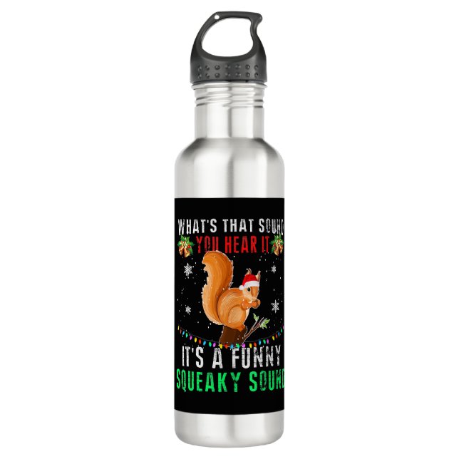 Christmas Squirrel Ugly Stainless Steel Water Bottle (Front)