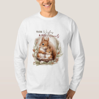 christmas squirrel warm wishes cozy moments T-Shirt