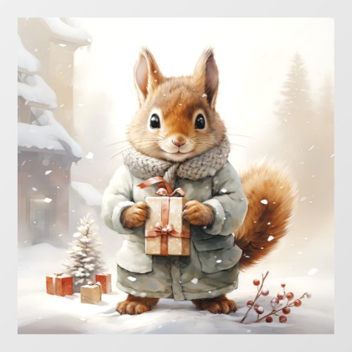 Christmas Squirrel Window Cling