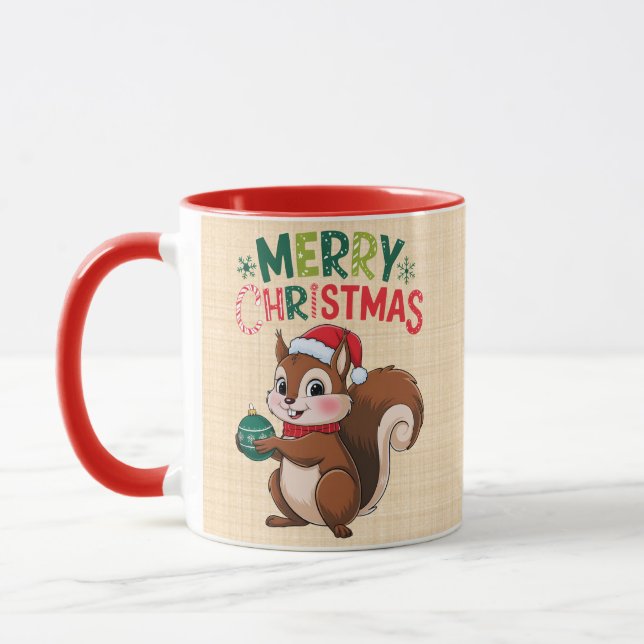 Christmas squirrel with Christmas ball Mug (Left)