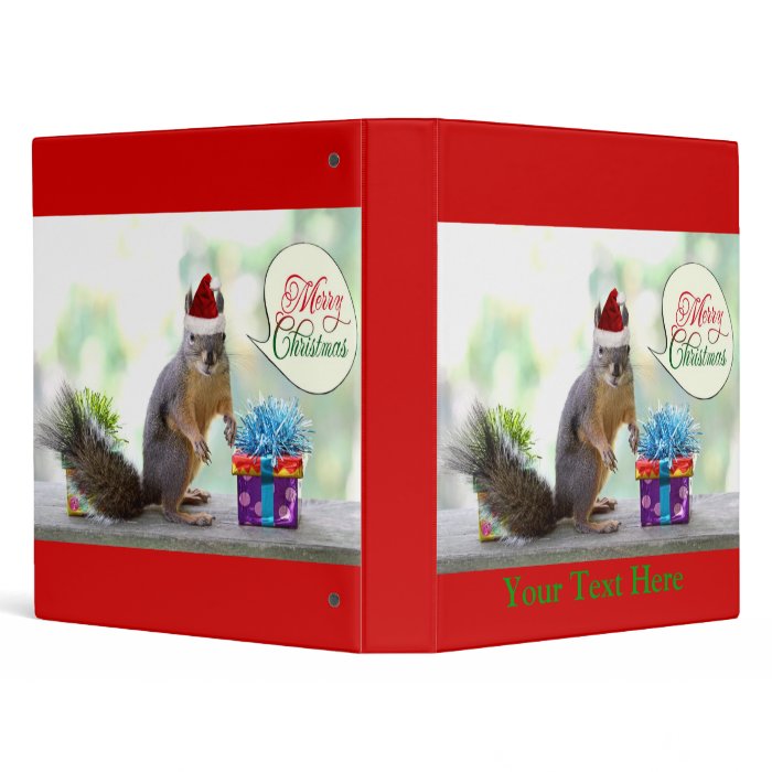 Christmas Squirrel with Christmas Presents 3 Ring Binders