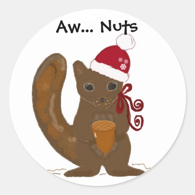 Christmas Squirrel with Cute Saying Classic Round Sticker (Front)