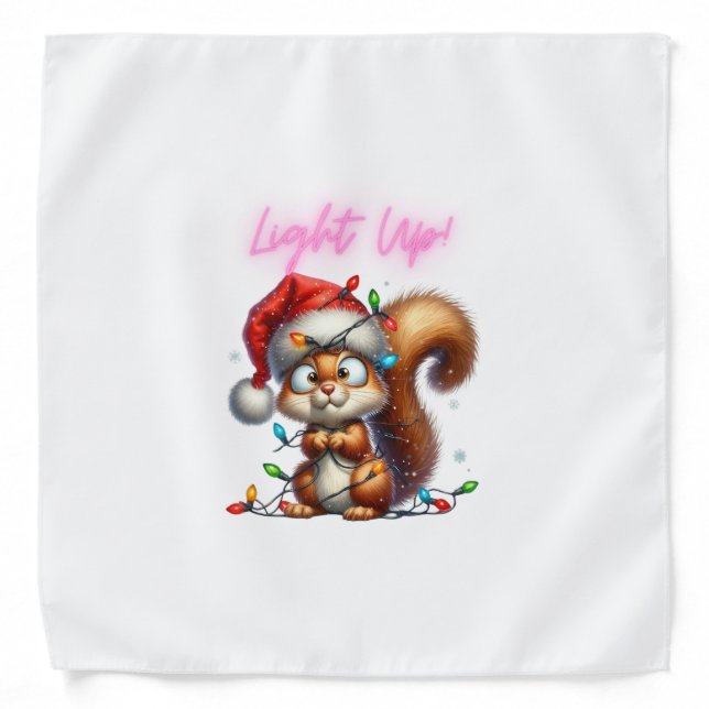 Christmas Squirrel with Festive Lights Card Bandana (Front)