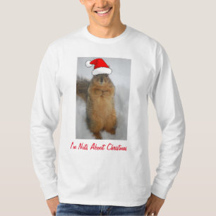 Christmas Squirrel with Santa Hat T-Shirt