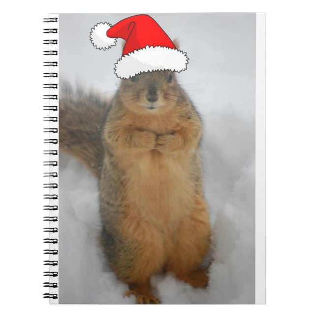 Christmas Squirrel with Santa Notebook (Front)