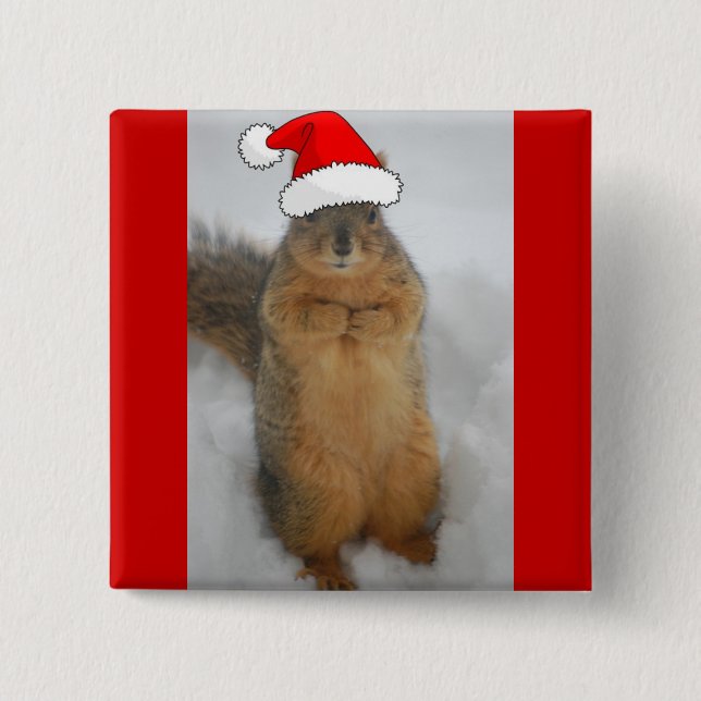 Christmas Squirrels Pinback Button (Front)