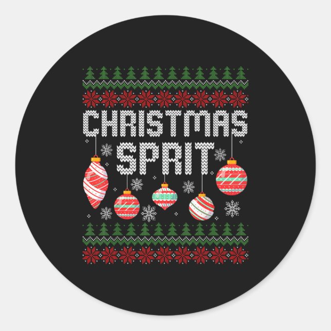 Christmas Srit Matching Funny Couples Ugly Sweater Classic Round Sticker (Front)