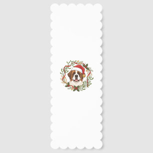 Christmas St Bernard Dog Santa Hat Wreath Bookmarks