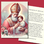 Christmas St. Nicholas. Baby Jesus Feast Day Place Card<br><div class="desc">This beautiful pastel Christmas illustration of St. Nicholas lovingly holding the Baby Jesus brings warmth and reverence to the season. With soft tones of red, gold, and gentle florals, this image is perfect for celebrating the joy of Christmas. Use it as a devotional prayer card or as a sticker for...</div>