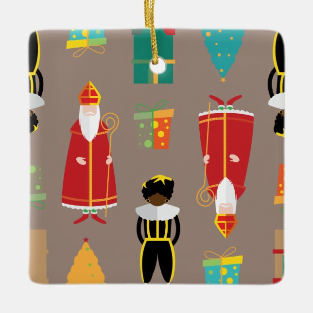 christmas st nicholas ceramic ornament (Front)