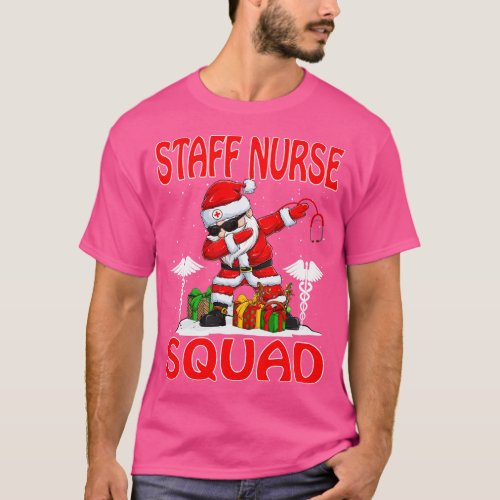 Christmas Staff Nurse Squad Reindeer Pajama Dabing T_Shirt