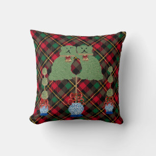 Christmas Staffordshire Dogs Ginger Jars Topiary T Throw Pillow