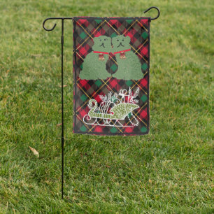Christmas Staffordshire Dogs Sleigh Garden Flag