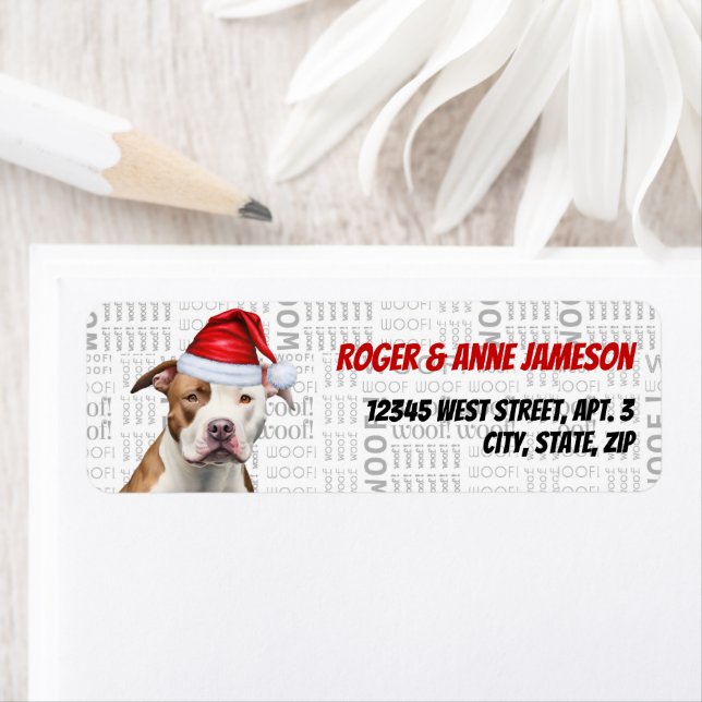 Christmas Staffordshire Santa Dog Return Address Label (Insitu)