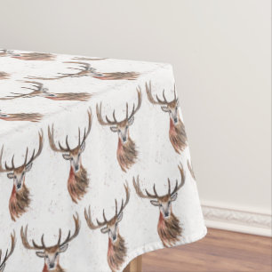 Christmas Stag deer Watercolor Animal Wildlife Tablecloth