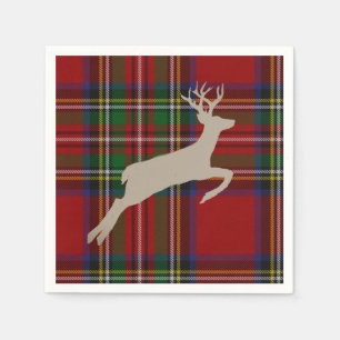 Christmas Stag Stuart Plaid Tartan Napkins