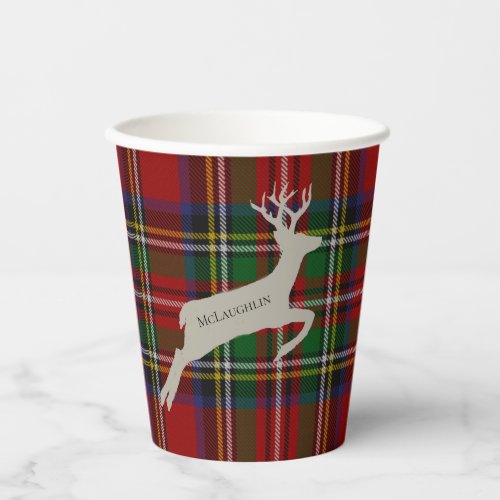  Christmas Stag Stuart Plaid Tartan Paper Cups
