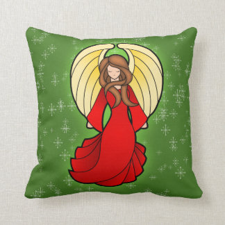 Christmas Stained Glass Angel Throw Pillow