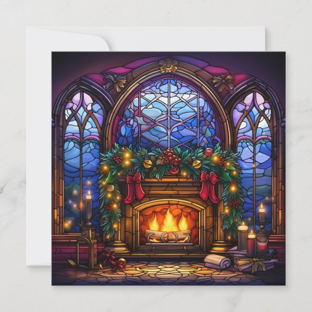 Christmas Stained Glass Greeting Card (Front)