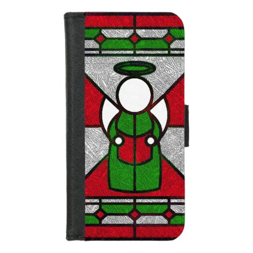 Christmas Stained Glass Holiday Angel iPhone 87 Wallet Case